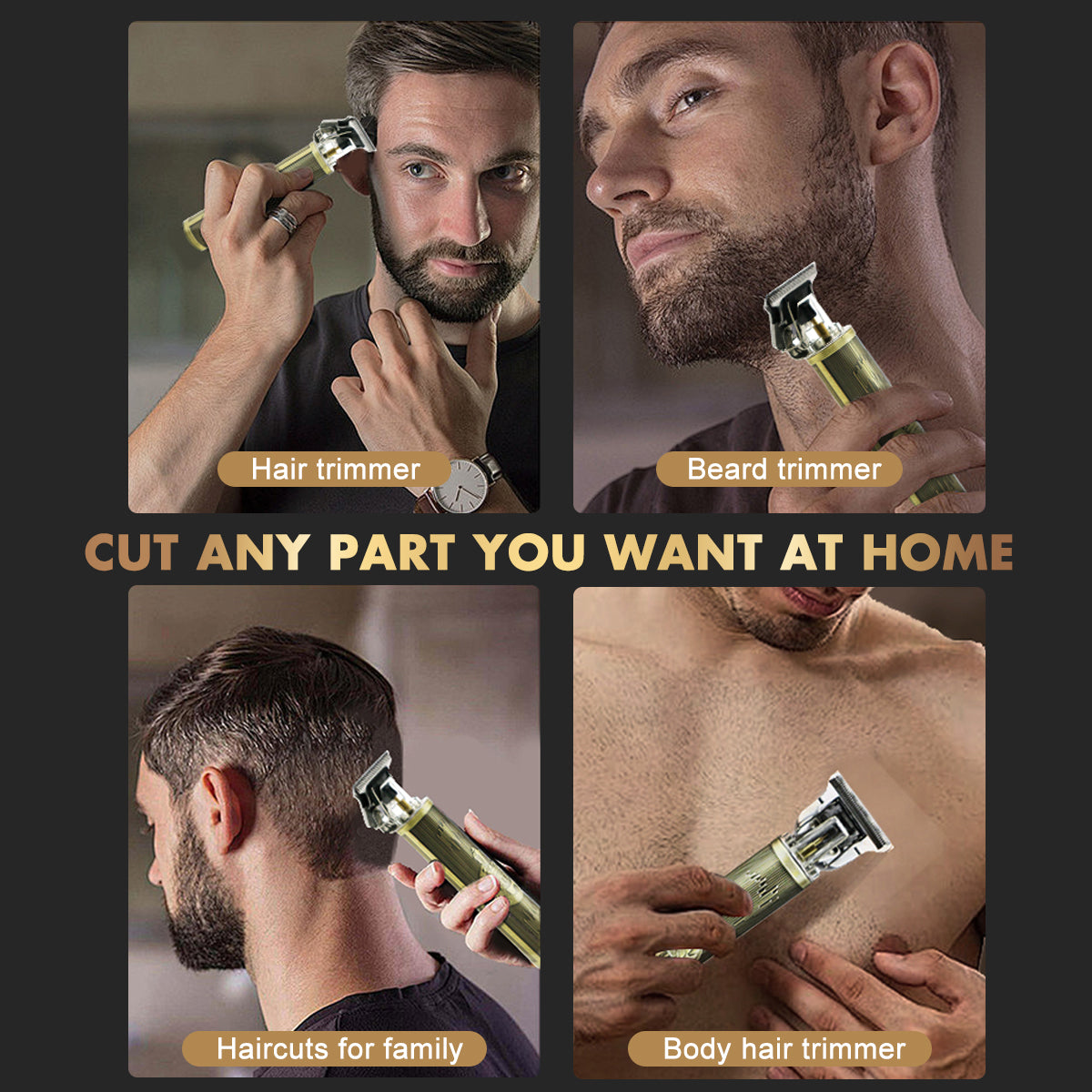 HTC Hair Clippers for Men, Cordless T-Bladeds Grooming Baldheaded Clipper